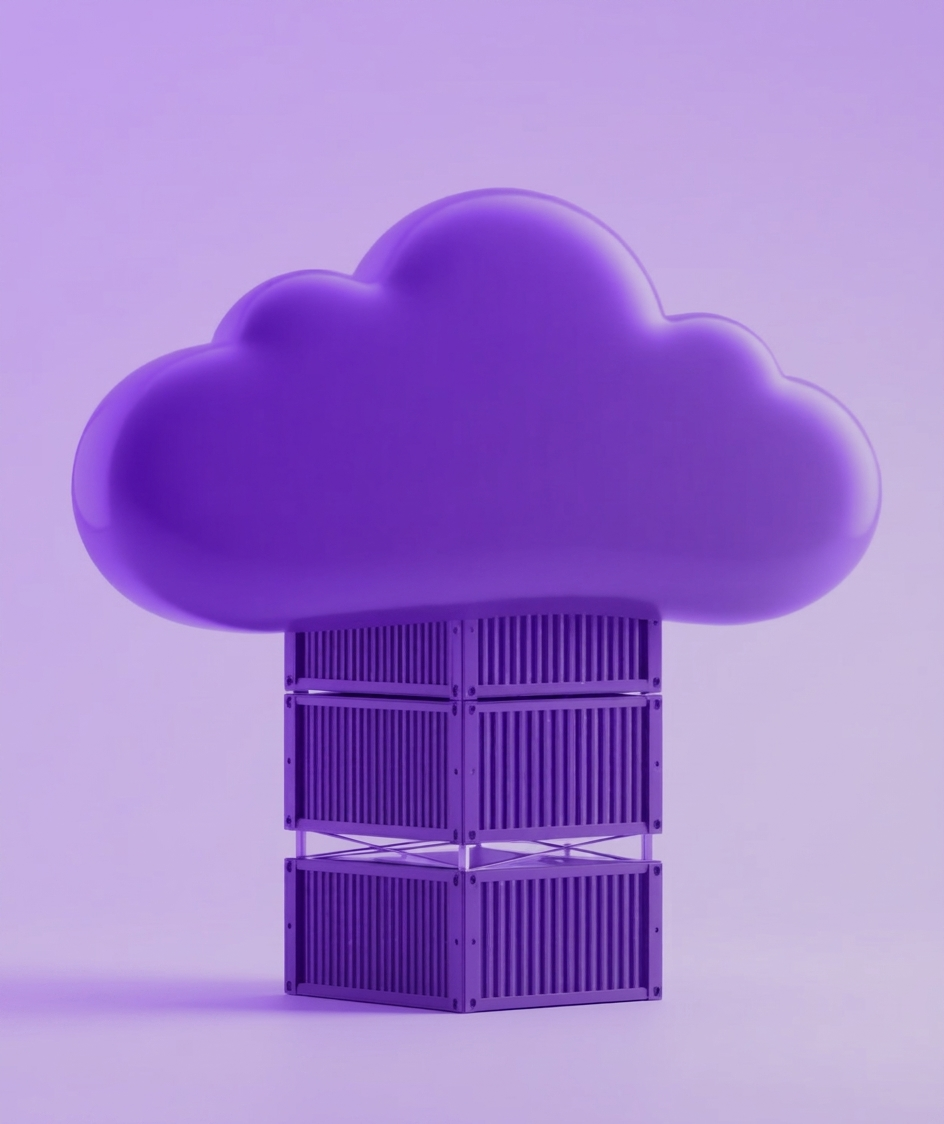 Cloud infrastructure represented by a cloud above server racks
