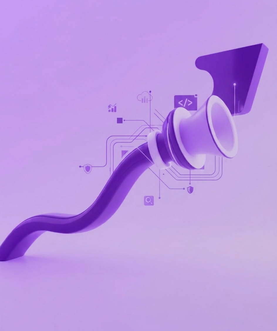 Digital solutions represented by a purple megaphone